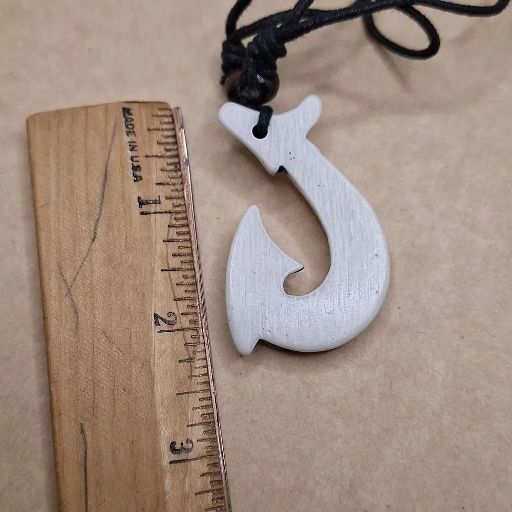 Maui Hawaiian fish hook necklace adjustable Tribal pendant nautical jewelry
